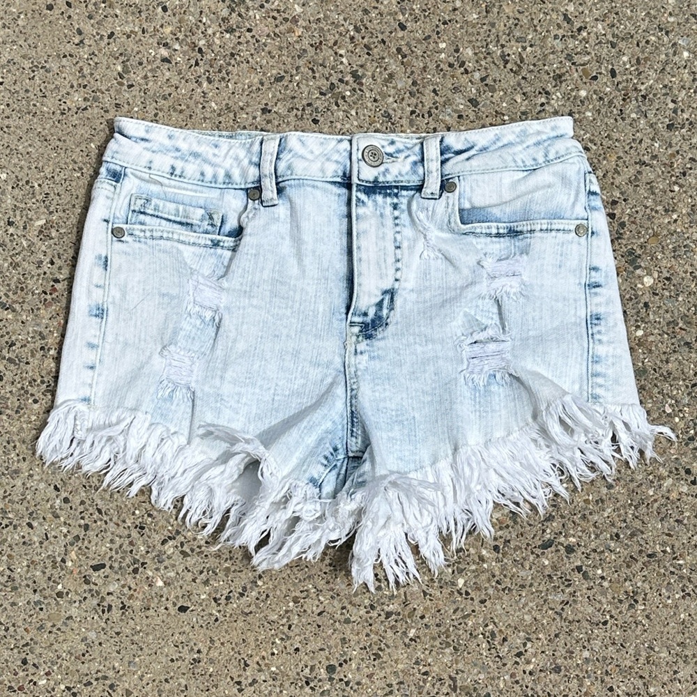 Altar'd State Light Blue Fringe Frayed Jean Shorts